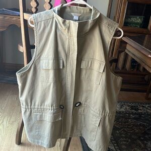 Christopher & Banks Women’s Sleeveless Zip Up Vest Size 1X Beige Excellent Shape